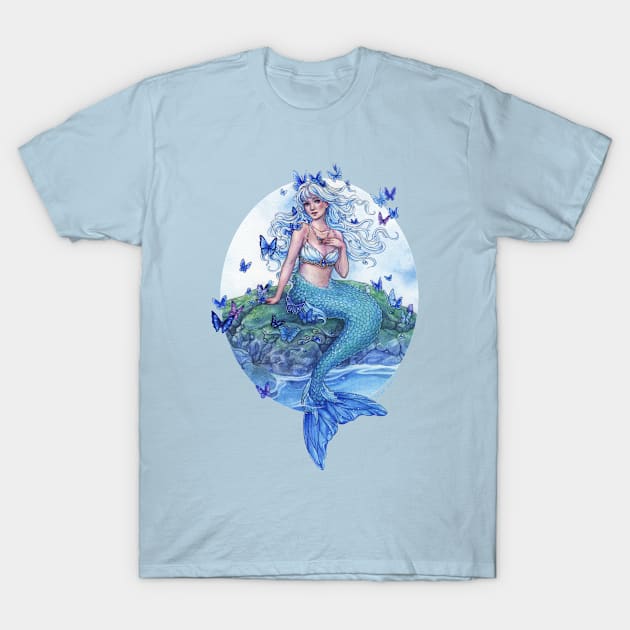 Blue Morpho Mermaid T-Shirt by Kyrn